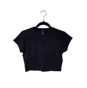 SKIMS Fits Everybody Short Sleeve Crop Top Onyx Black Women's Size Large NWOT